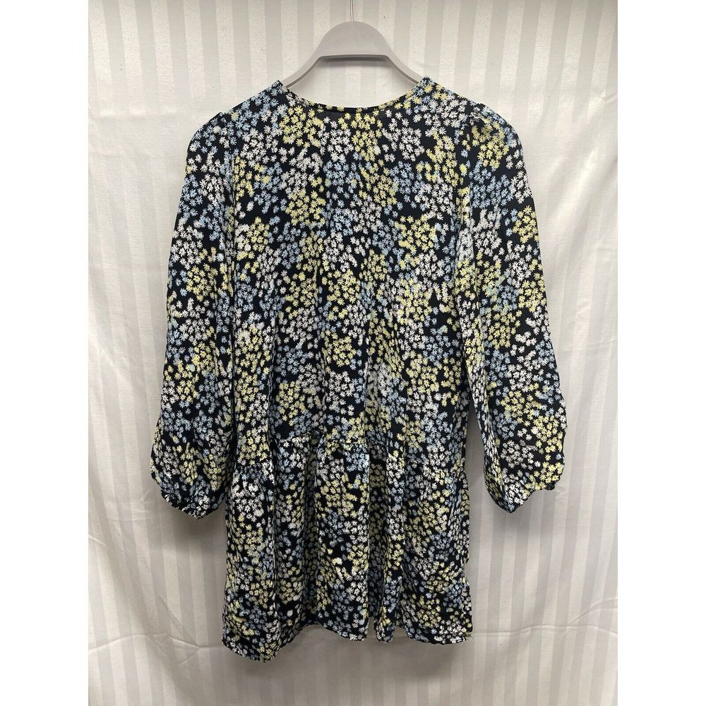 H&M Creped Dress Black‎ and Yellow Floral Size Medium
